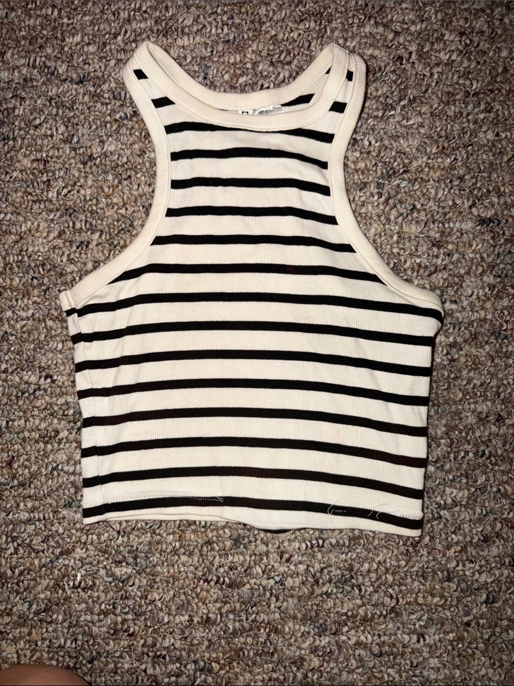Divided by H&M Cream & Black Striped Racerback Tank Top – Size Small